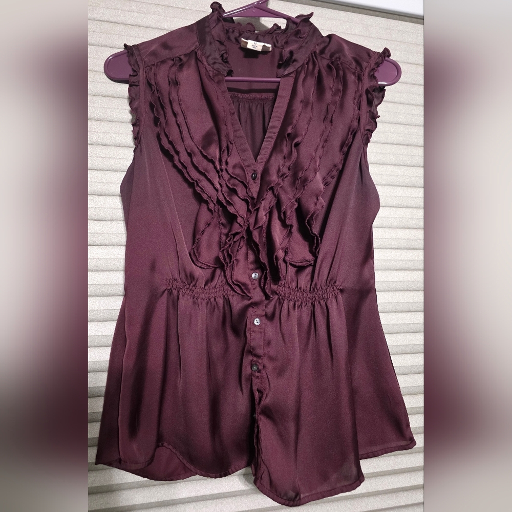 Elegant Plum Ruffled Blouse